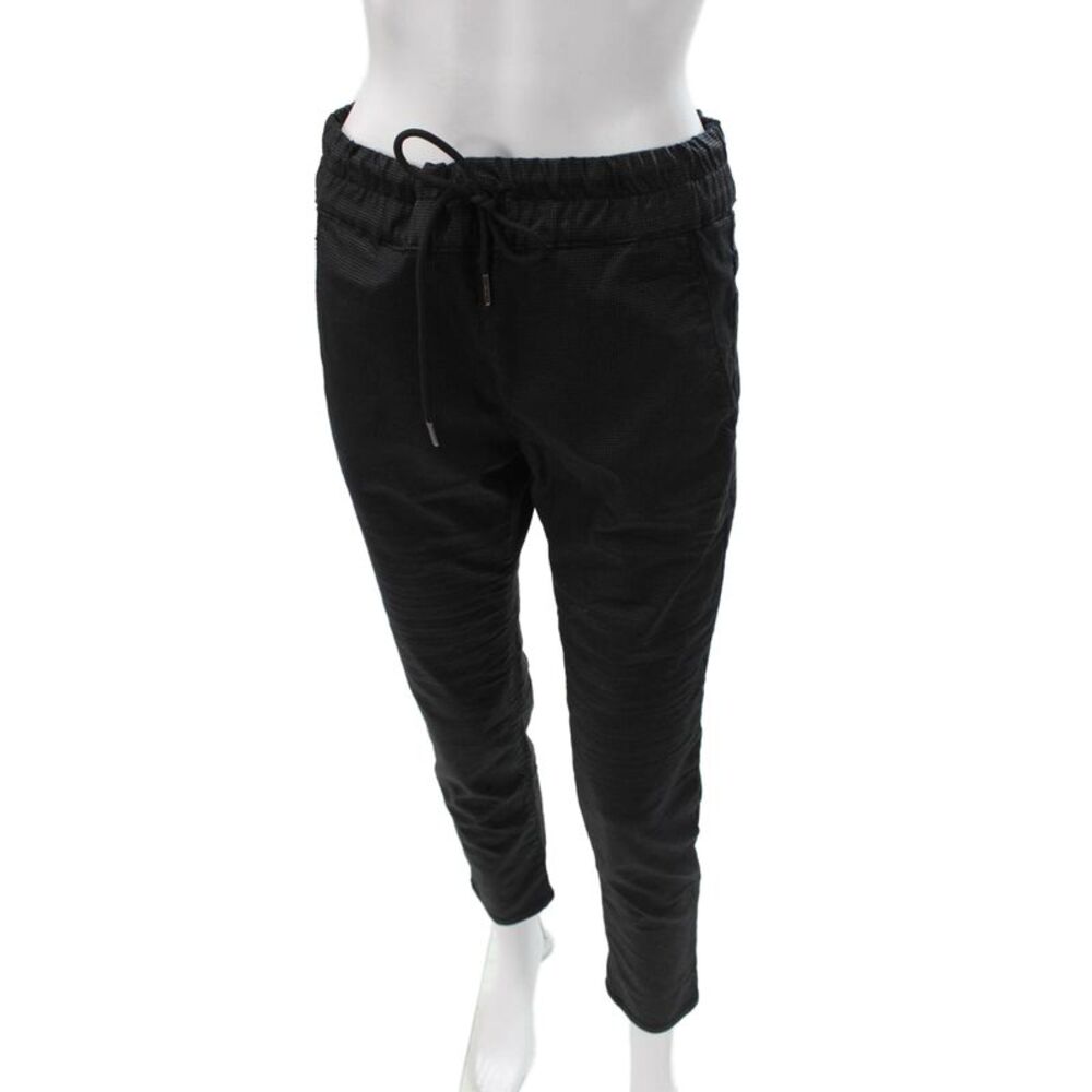 Flog Women Jogger Pants Black Cotton Drawstring Size 28